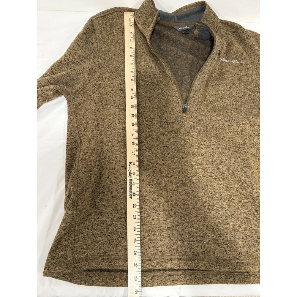 Eddie‎ Bauer Sweater Mens Extra Large XL Brown Quarter Zip Pullover Heathered